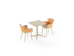 Masa Takımı Moon 70x70 Sabit & Eva-P Örgülü Koltuk | 2 Kişilik