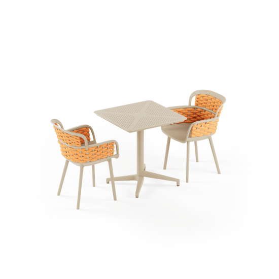 Masa Takımı Moon 70x70 Sabit & Eva-P Örgülü Koltuk | 2 Kişilik