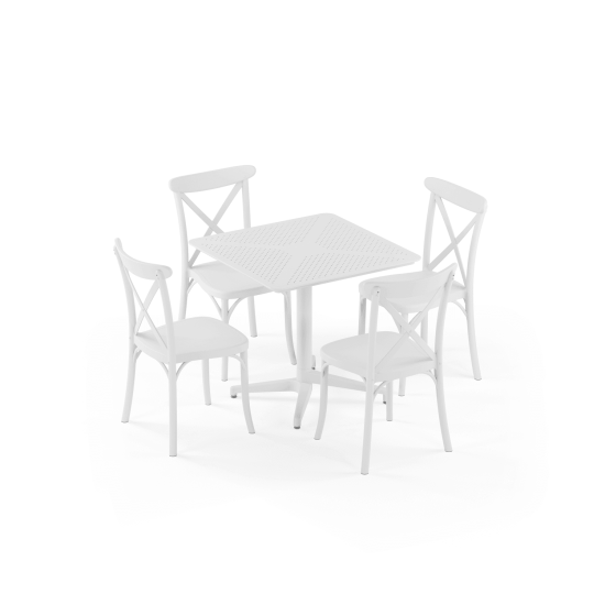 Masa Takımı Moon Masa 80x80 Sabit & Sandalye Capri | 4 Kişilik