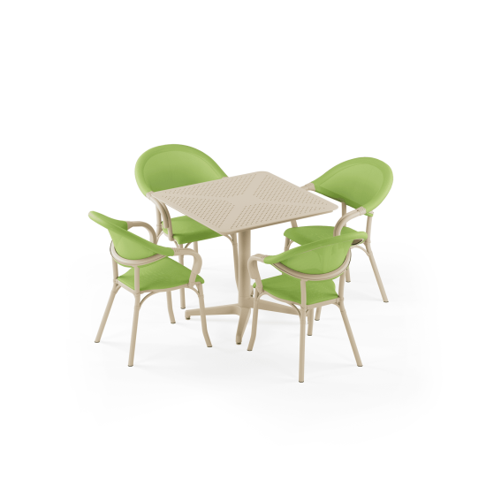 Masa Takımı Moon 80x80 Katlanır & Flash-N Koltuk | 4 Kişilik