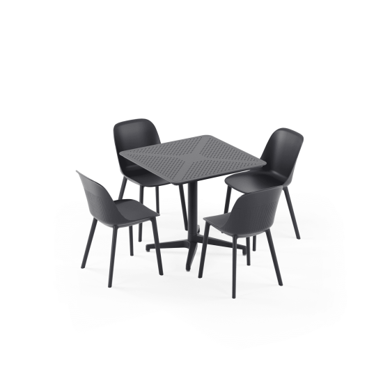 Masa Takımı Moon 80x80 Sabit & Shell-P Sandalye | 4 Kişilik