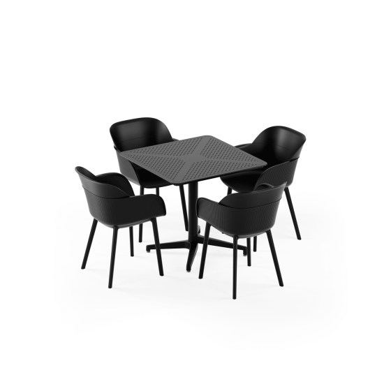 Masa Takımı Moon 80x80 Katlanır & Koltuk Shell-P | 4 Kişilik