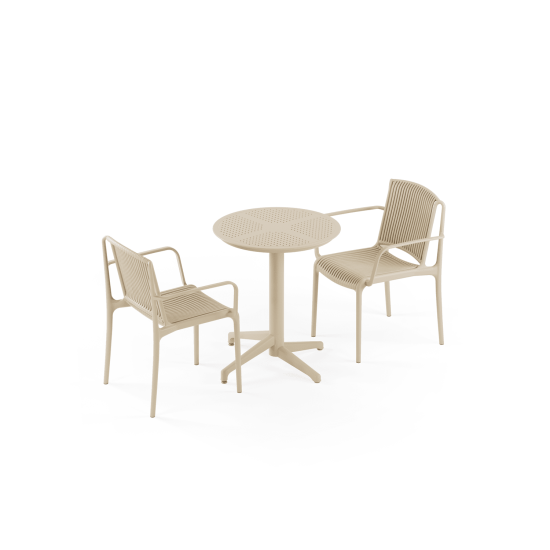 Masa Takımı Moon Ø60 Katlanır V2 & Nes Koltuk | 2 Kişilik