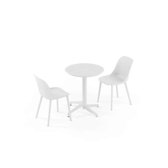 Masa Takımı Moon Ø60 Katlanır & Sandalye Shell-P | 2 Kişilik