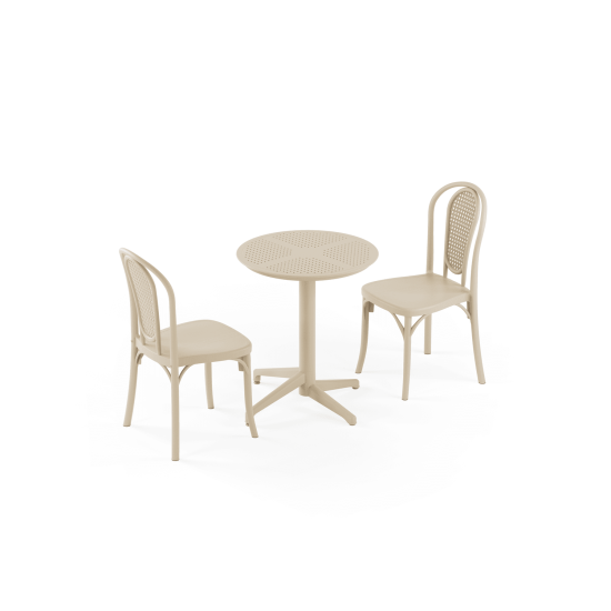 Masa Takımı Moon Ø60 Katlanır & Sozo-C Sandalye | 2 Kişilik