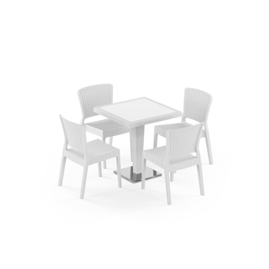 Masa Takımı Antares Krom Ayak 70x70 & Antares | 4 Kişilik