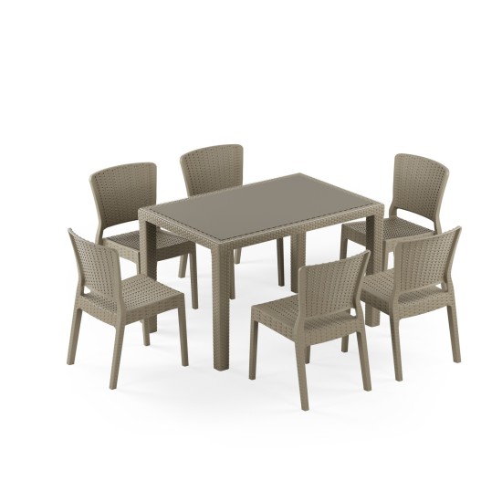 Masa Takımı Antares Camlı 80x120 & Antares | 6 Kişilik