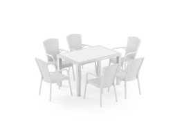 Masa Takımı Antares  Camlı 80x120 & Royal Koltuk | 6 Kişilik