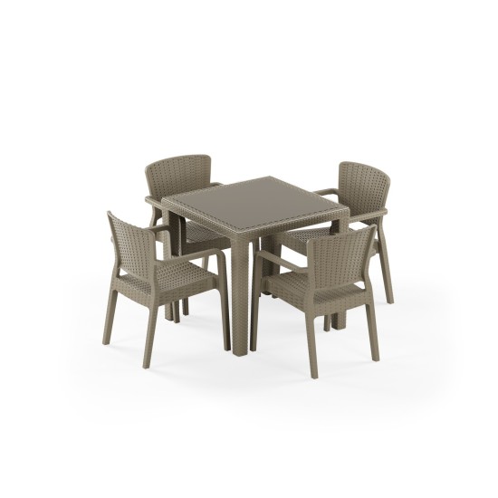 Masa Takımı Antares Camlı 80x80 Kare & Antares | 4 Kişilik