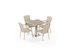 Masa Takımı Antares Krom Ayak Camlı 80x80 & Royal | 4 Kişilik