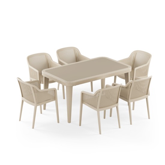 Masa Takımı Osaka 90x150 & Octa Koltuk | 6 Kişilik