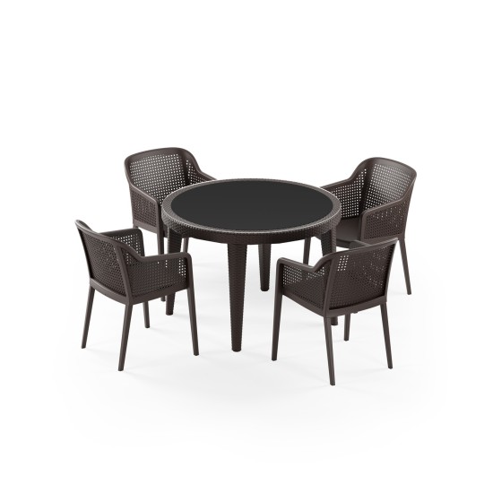 Masa Takımı Osaka Ø110 & Octa Koltuk | 4 Kişilik