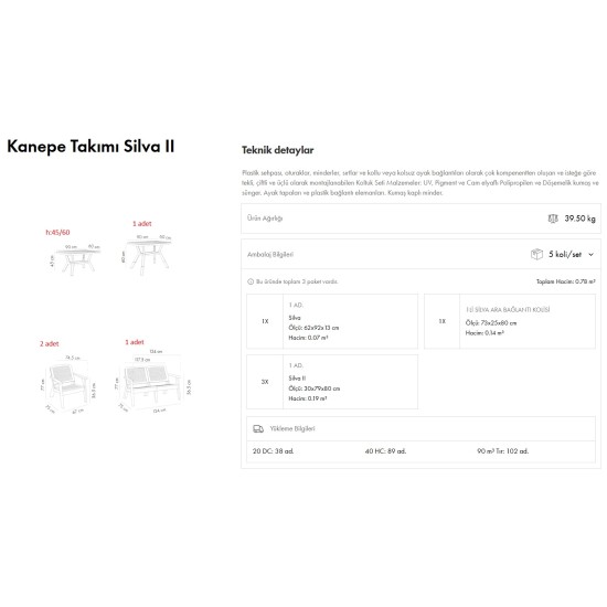 Silva-II Kanepe Takımı 2+2+1