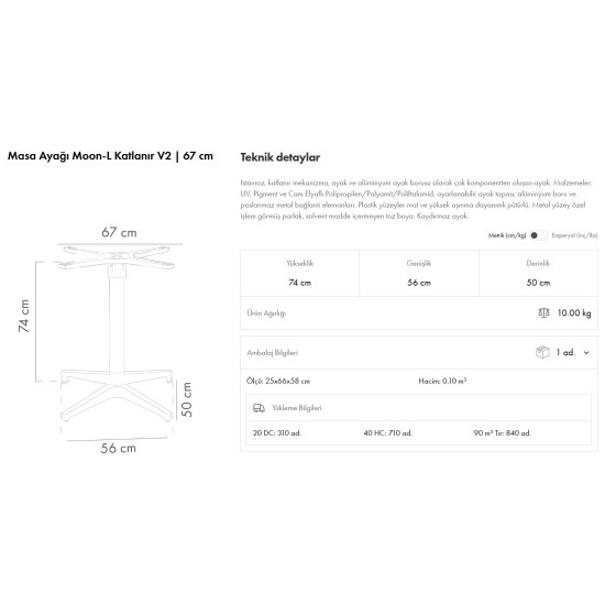 Moon-L Ayak 67 Katlanır V2