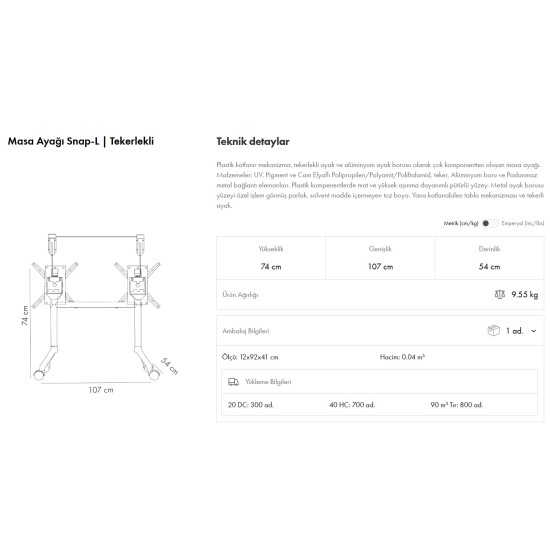 Snap-L Ayak Max. 190 Tekerlekli
