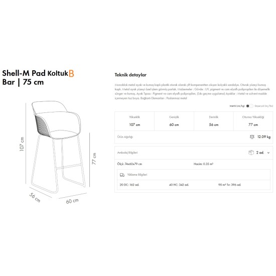 Shell-MB Koltuk Pad Bar 75