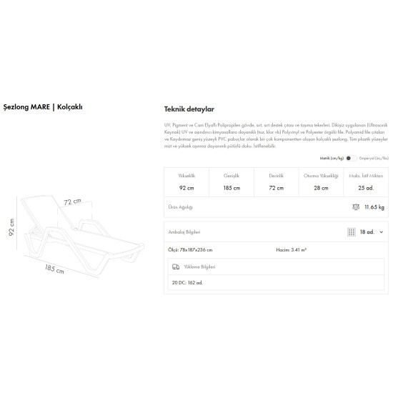 Mare Kolçaklı Şezlong