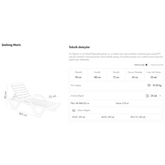 Maris Kolçaklı Şezlong