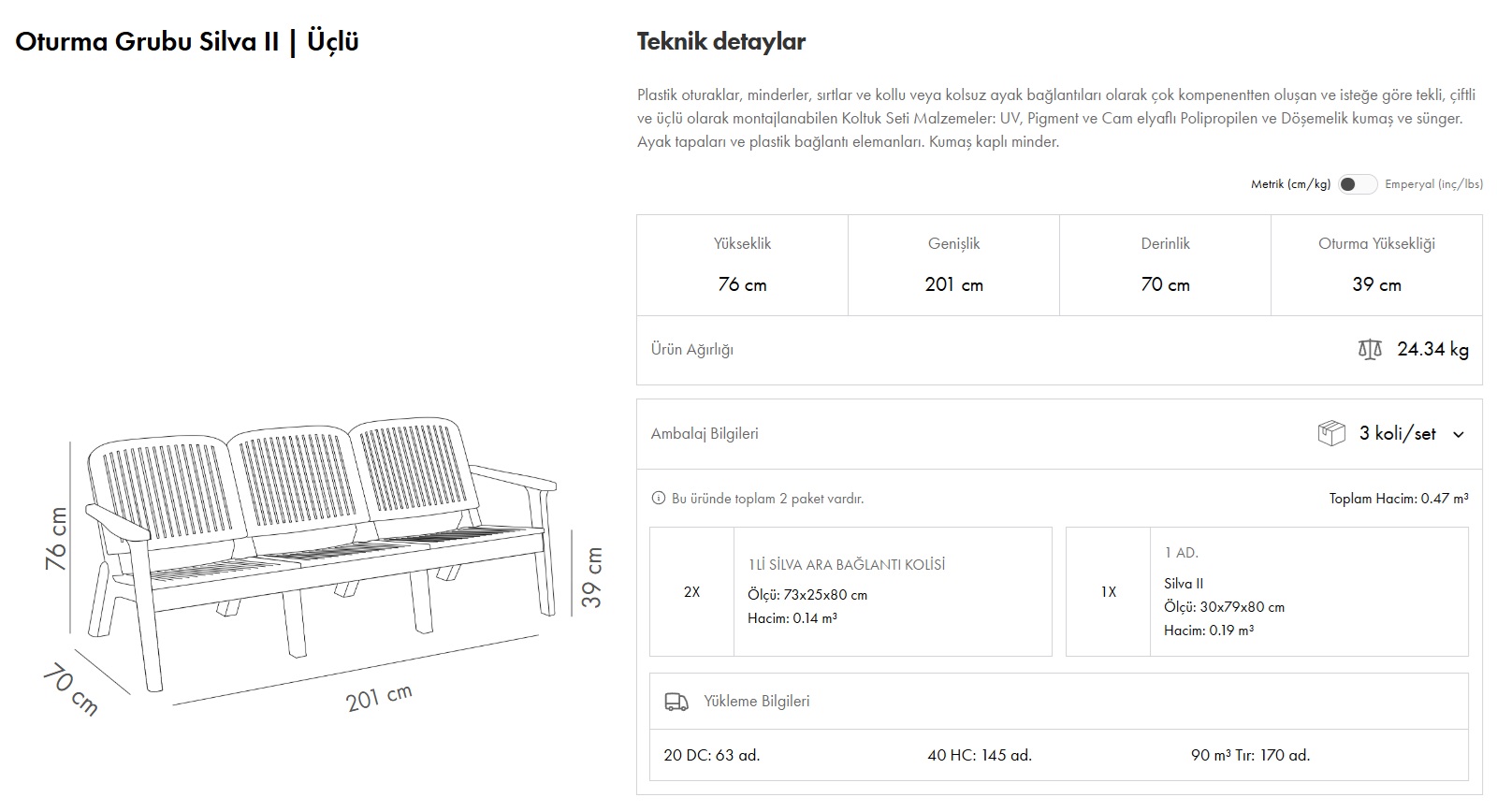 Silva-II Üçlü Oturma Grubu