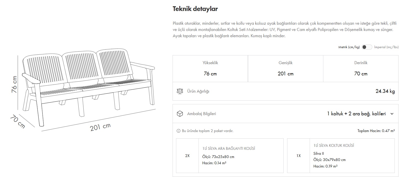 Silva II Üçlü Koltuk