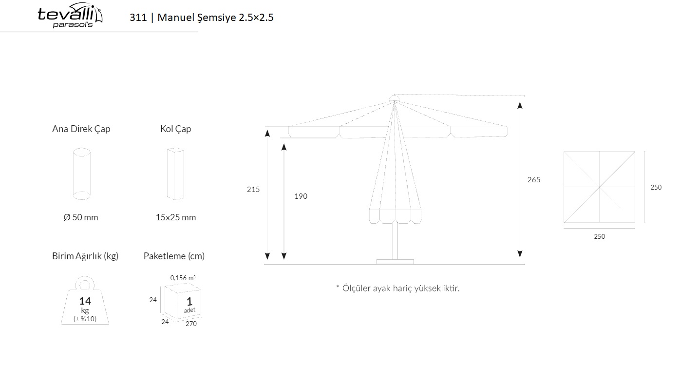 311 | Manuel Şemsiye 2.5×2.5